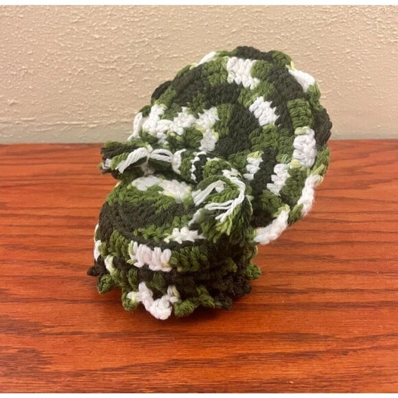 Vintage Crocheted Chair Pillow for 12" Fashion Doll Granny Style Green White USA - Picture 1 of 3